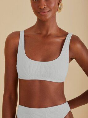 FARM Rio off white banana matelasse bikini top